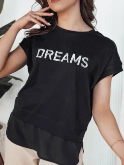 T-Shirty Damskie>Dstreet T-shirt damski DREAMY czarny RY2523