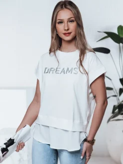 T-Shirty Damskie>Dstreet T-shirt damski DREAMY ecru RY2521