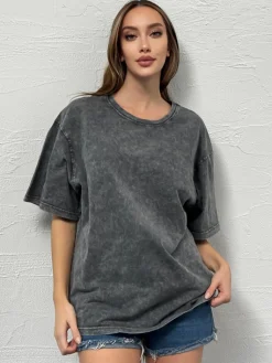 T-Shirty Damskie|Bluzki Damskie>Dstreet T-shirt damski DREY grafitowy RY2639