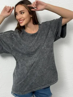 T-Shirty Damskie|Bluzki Damskie>Dstreet T-shirt damski DREY grafitowy RY2639