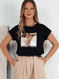 T-Shirty Damskie>Dstreet T-shirt damski FALCI czarny RY2397