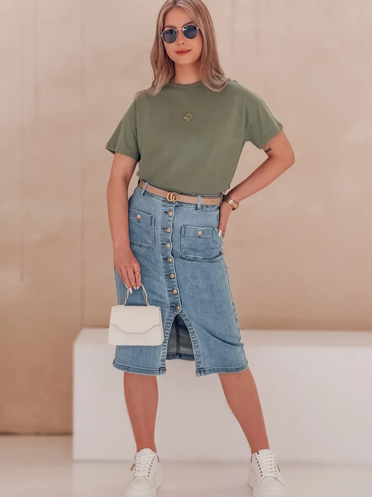 T-Shirty Damskie>Dstreet T-shirt damski FLORTA ciemnozielony RY2556