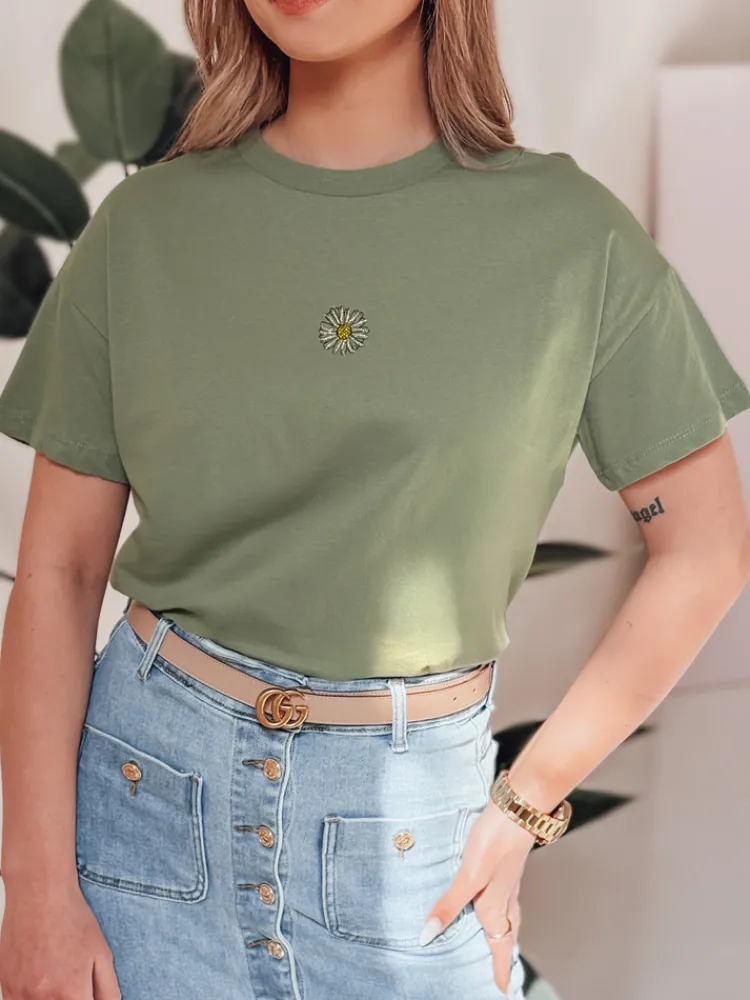 T-Shirty Damskie>Dstreet T-shirt damski FLORTA ciemnozielony RY2556