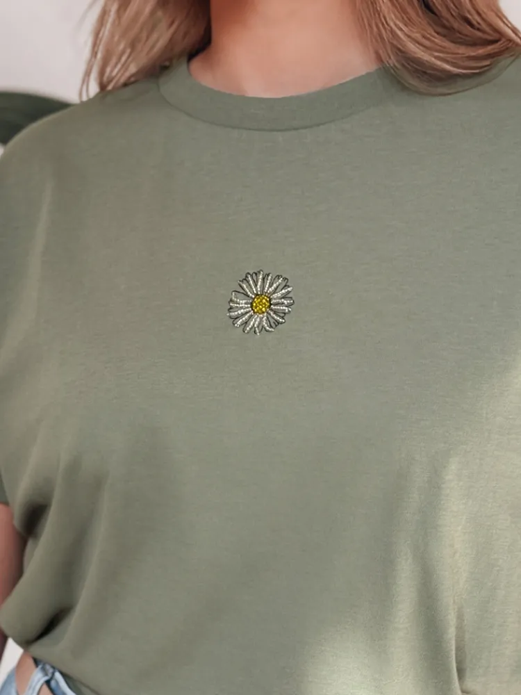 T-Shirty Damskie>Dstreet T-shirt damski FLORTA ciemnozielony RY2556