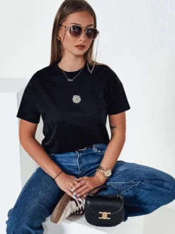 T-Shirty Damskie>Dstreet T-shirt damski FLORTA czarny RY2558