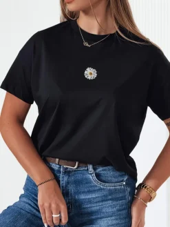 T-Shirty Damskie>Dstreet T-shirt damski FLORTA czarny RY2558