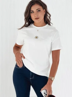 T-Shirty Damskie>Dstreet T-shirt damski FLORTA ecru RY2569