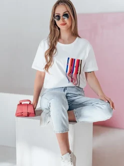 T-Shirty Damskie>Dstreet T-shirt damski FROND biały RY2601