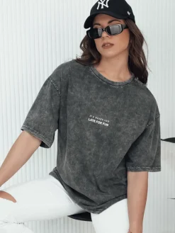 T-Shirty Damskie>Dstreet T-shirt damski KASEKEN grafitowy RY2640