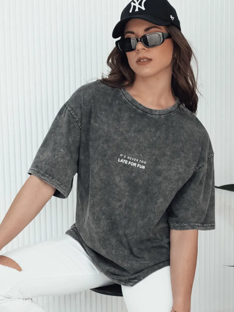 T-Shirty Damskie>Dstreet T-shirt damski KASEKEN grafitowy RY2640