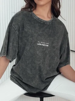 T-Shirty Damskie>Dstreet T-shirt damski KASEKEN grafitowy RY2640