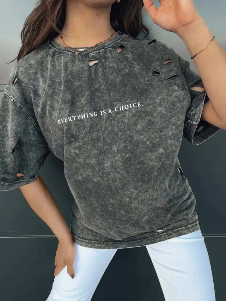 T-Shirty Damskie>Dstreet T-shirt damski KHUMBOS grafitowy RY2631