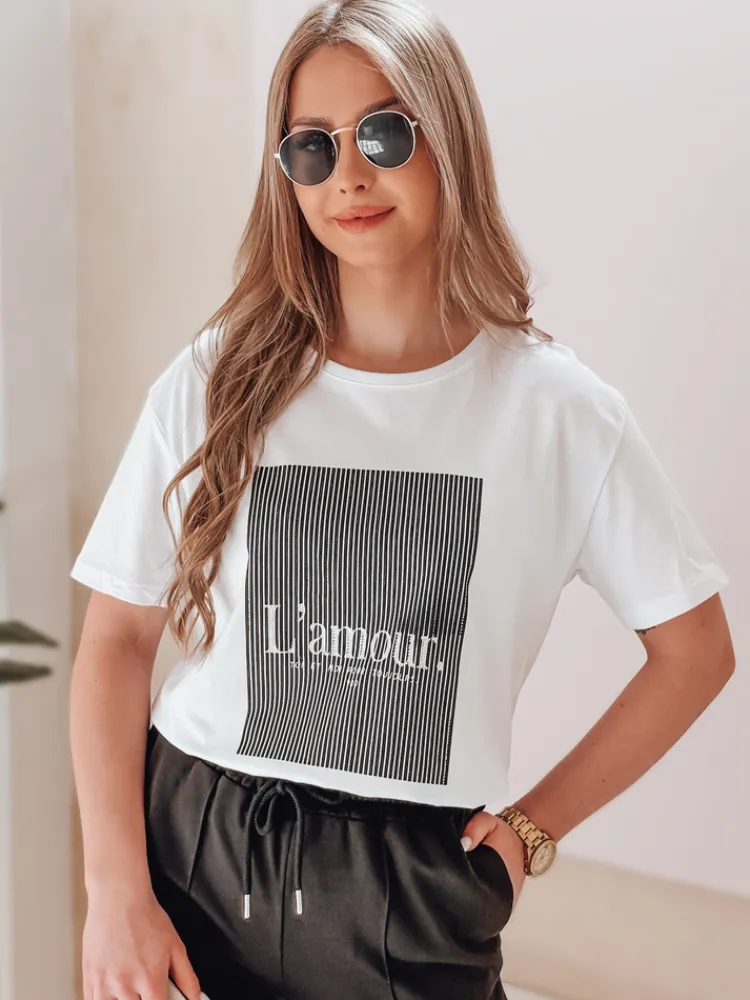 T-Shirty Damskie>Dstreet T-shirt damski LAMOUR biały RY2588