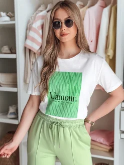 T-Shirty Damskie>Dstreet T-shirt damski LAMOUR biały RY2586