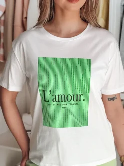 T-Shirty Damskie>Dstreet T-shirt damski LAMOUR biały RY2586