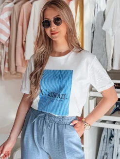 T-Shirty Damskie>Dstreet T-shirt damski LAMOUR biały RY2587