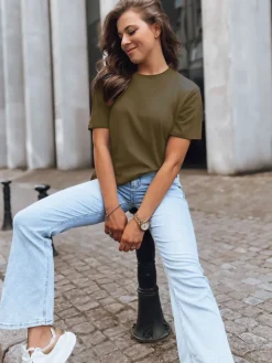 T-Shirty Damskie|Bluzki Damskie>Dstreet T-shirt damski MAYLA II ciemnozielony RY1736