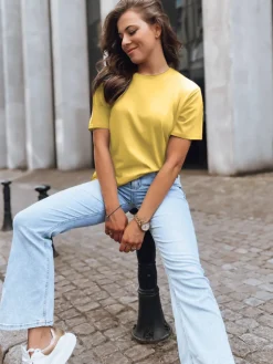 T-Shirty Damskie|Bluzki Damskie>Dstreet T-shirt damski MAYLA II jasnożółty RY2660