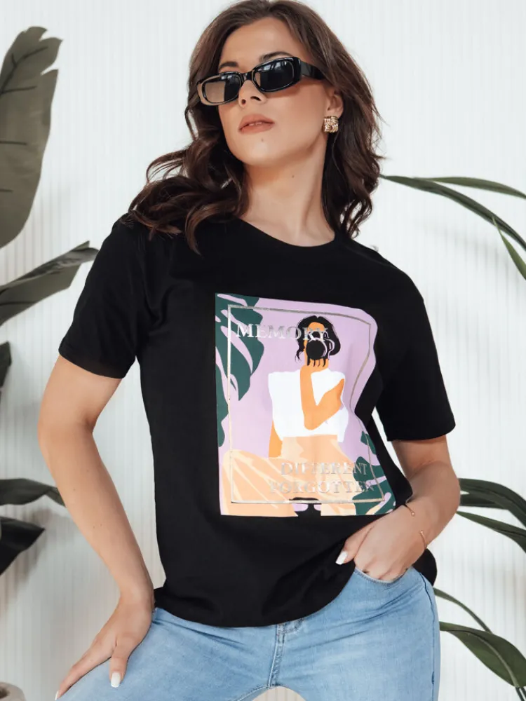 T-Shirty Damskie>Dstreet T-shirt damski MEMORY czarny RY2628