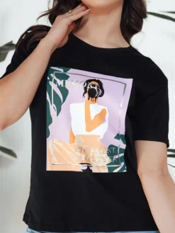 T-Shirty Damskie>Dstreet T-shirt damski MEMORY czarny RY2628