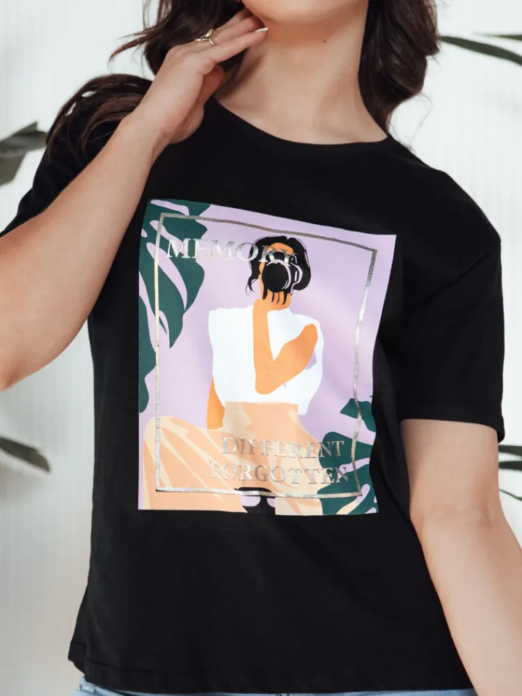 T-Shirty Damskie>Dstreet T-shirt damski MEMORY czarny RY2628