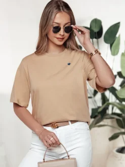 T-Shirty Damskie>Dstreet T-shirt damski MILOV beżowy RY2547