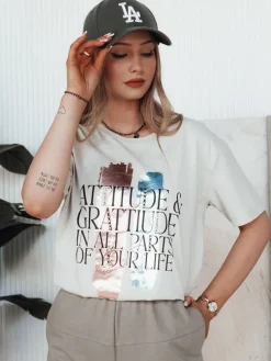 T-Shirty Damskie>Dstreet T-shirt damski MISTAL jasnoszary RY2578