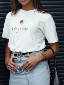 T-Shirty Damskie>Dstreet T-shirt damski OLIVE TREE ecru RY2643