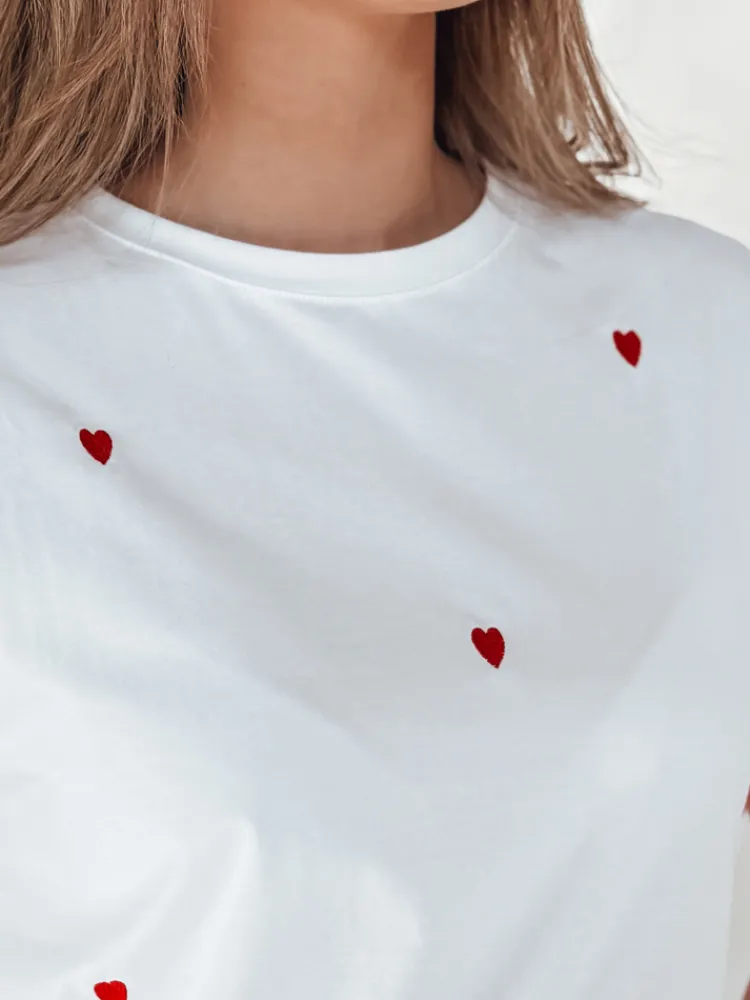 T-Shirty Damskie>Dstreet T-shirt damski oversize w serca ROMAFINA biały RY2889