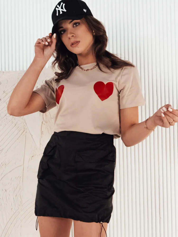 T-Shirty Damskie>Dstreet T-shirt damski PALIS beżowy RY2431