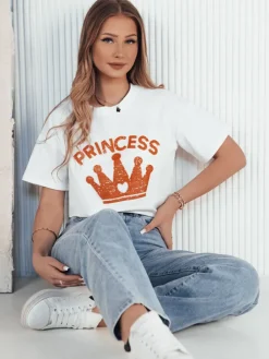 T-Shirty Damskie>Dstreet T-shirt damski PRINCY biały RY2392