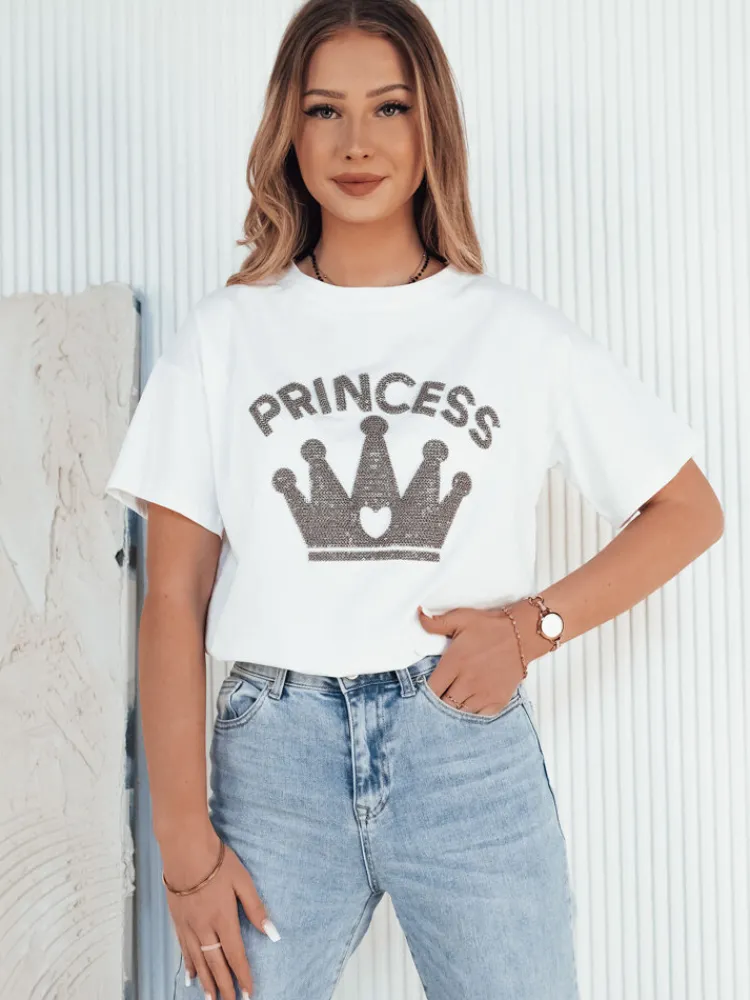 T-Shirty Damskie>Dstreet T-shirt damski PRINCY biały RY2390