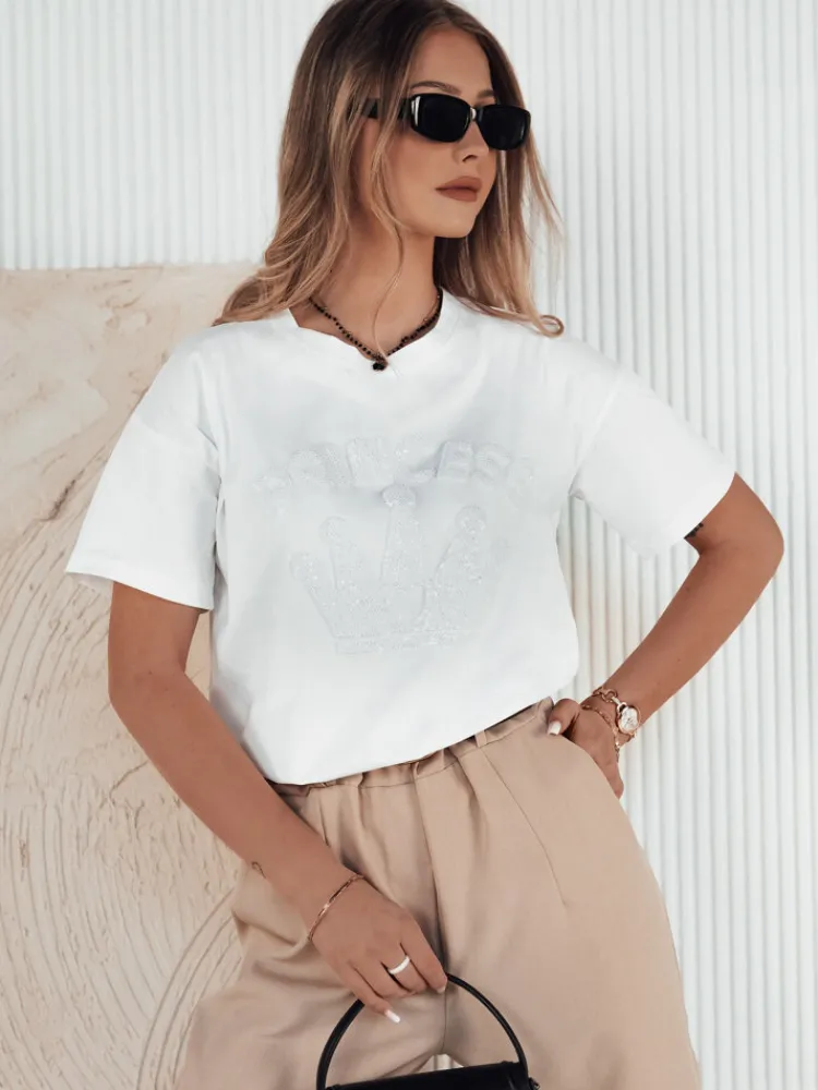 T-Shirty Damskie>Dstreet T-shirt damski PRINCY biały RY2391