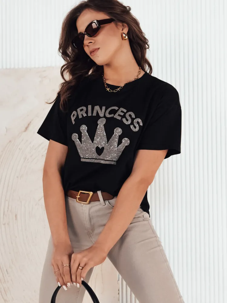 T-Shirty Damskie>Dstreet T-shirt damski PRINCY czarny RY2389
