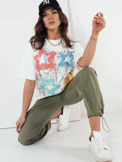 T-Shirty Damskie>Dstreet T-shirt damski STRELLO biały RY2402