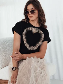 T-Shirty Damskie>Dstreet T-shirt damski TICKER czarny RY2344