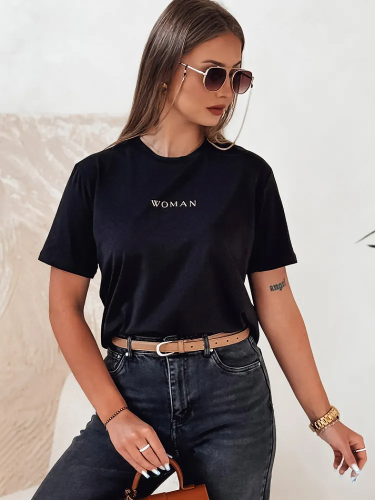 T-Shirty Damskie>Dstreet T-shirt damski WOMAN czarny RY2554