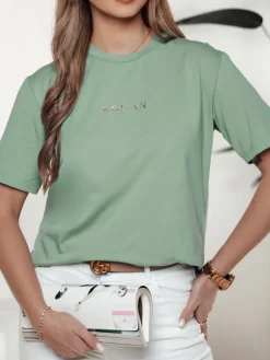 T-Shirty Damskie>Dstreet T-shirt damski WOMAN turkusowy RY2553