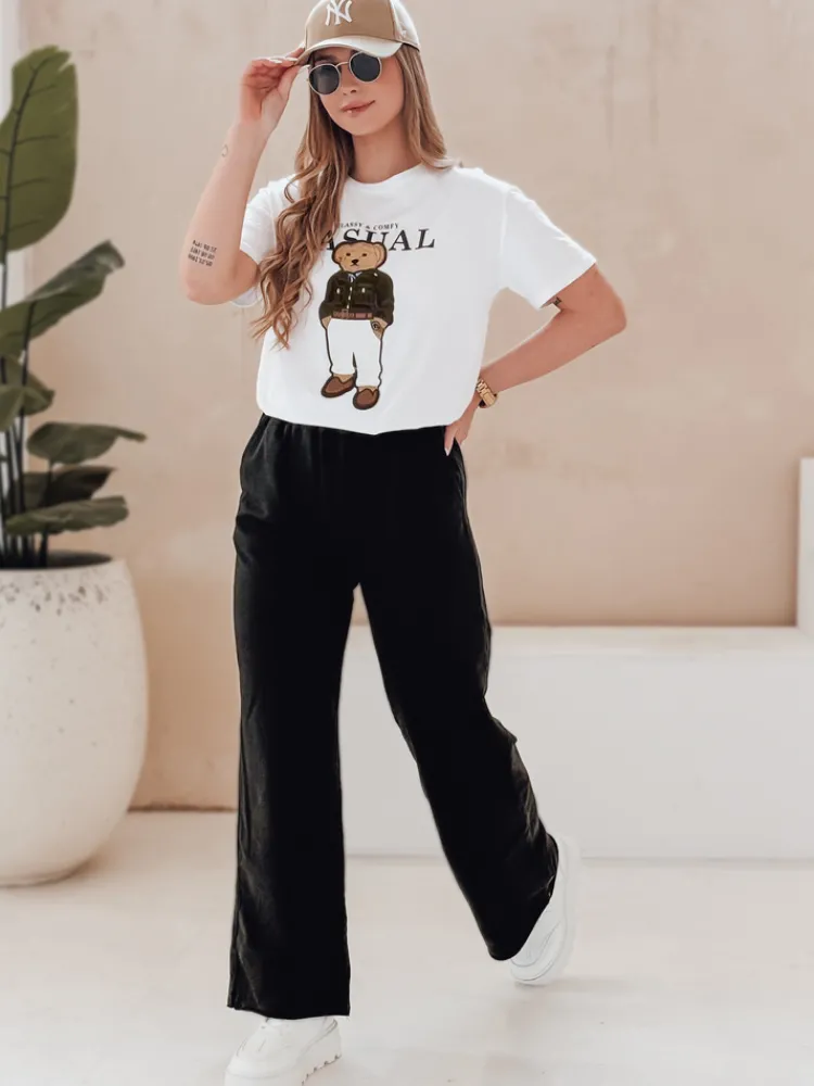 T-Shirty Damskie>Dstreet T-shirt damski z misiem MISSTARTA biały RY2880