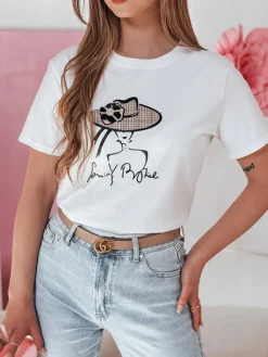 T-Shirty Damskie>Dstreet T-shirt damski z nadrukiem WOMANPOW biały RY2804