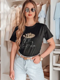 T-Shirty Damskie>Dstreet T-shirt damski z nadrukiem WOMANPOW czarny RY2807