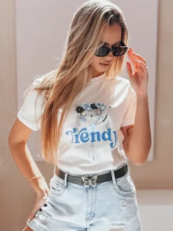 T-Shirty Damskie>Dstreet T-shirt damski z nadrukiem TRENDY BUNNY biały RY2906