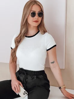 T-Shirty Damskie>Dstreet T-shirt damski z napisem LUMINASI biały RY2887