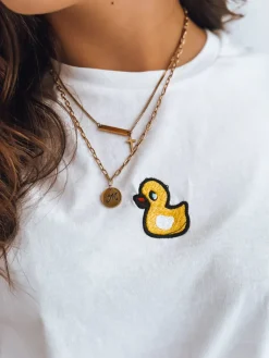 T-Shirty Damskie>Dstreet T-shirt damski z naszywką MIA ROSE ecru RY2254