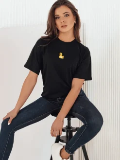 T-Shirty Damskie>Dstreet T-shirt damski z naszywką MIA ROSE czarny RY2255