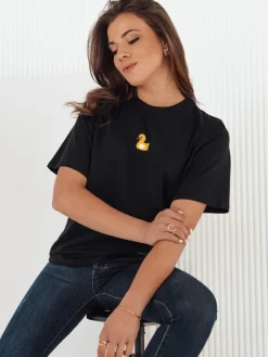 T-Shirty Damskie>Dstreet T-shirt damski z naszywką MIA ROSE czarny RY2255