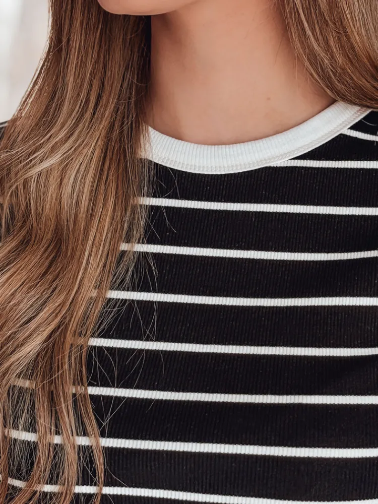 T-Shirty Damskie>Dstreet T-shirt damskie basic w paski LINESS czarny RY2817