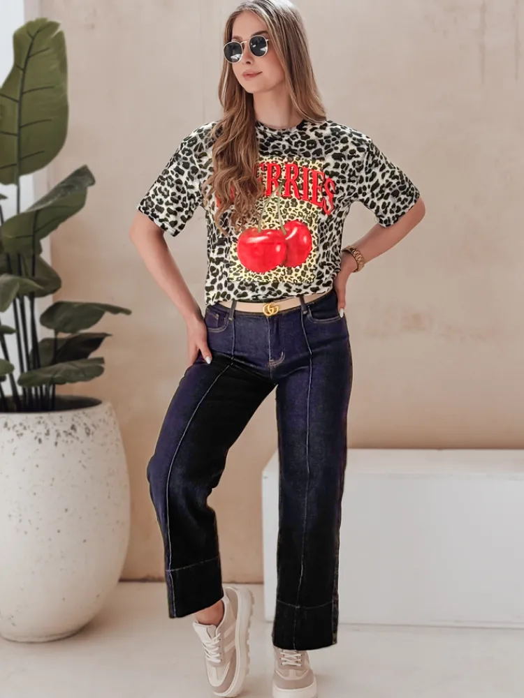 T-Shirty Damskie>Dstreet T-shirt damskie oversize w cętki ZESTSTYLE szary RY2842