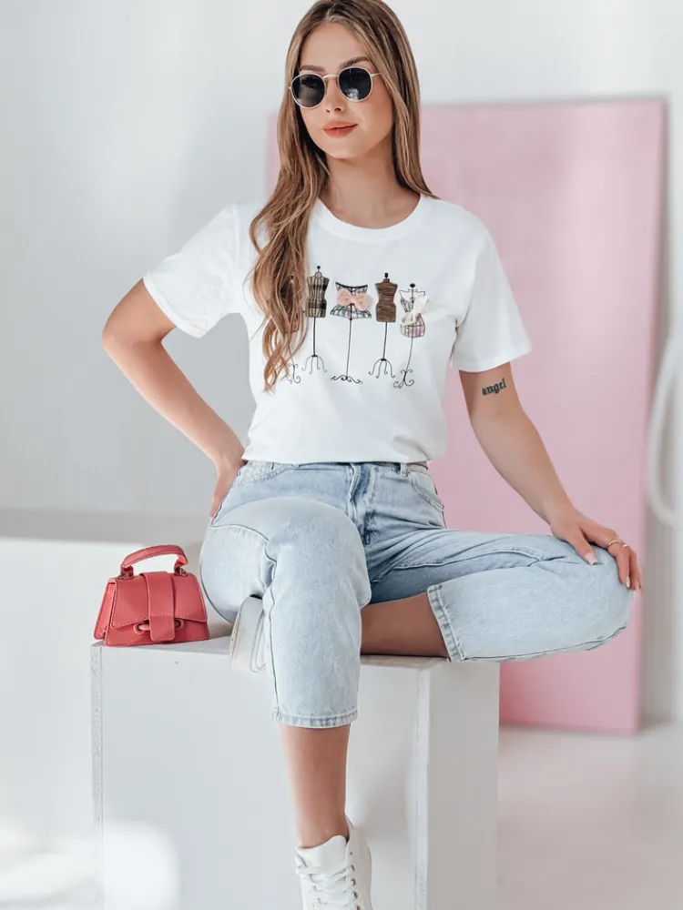 T-Shirty Damskie>Dstreet T-shirt damskie z nadrukiem MANETEE biały RY2728