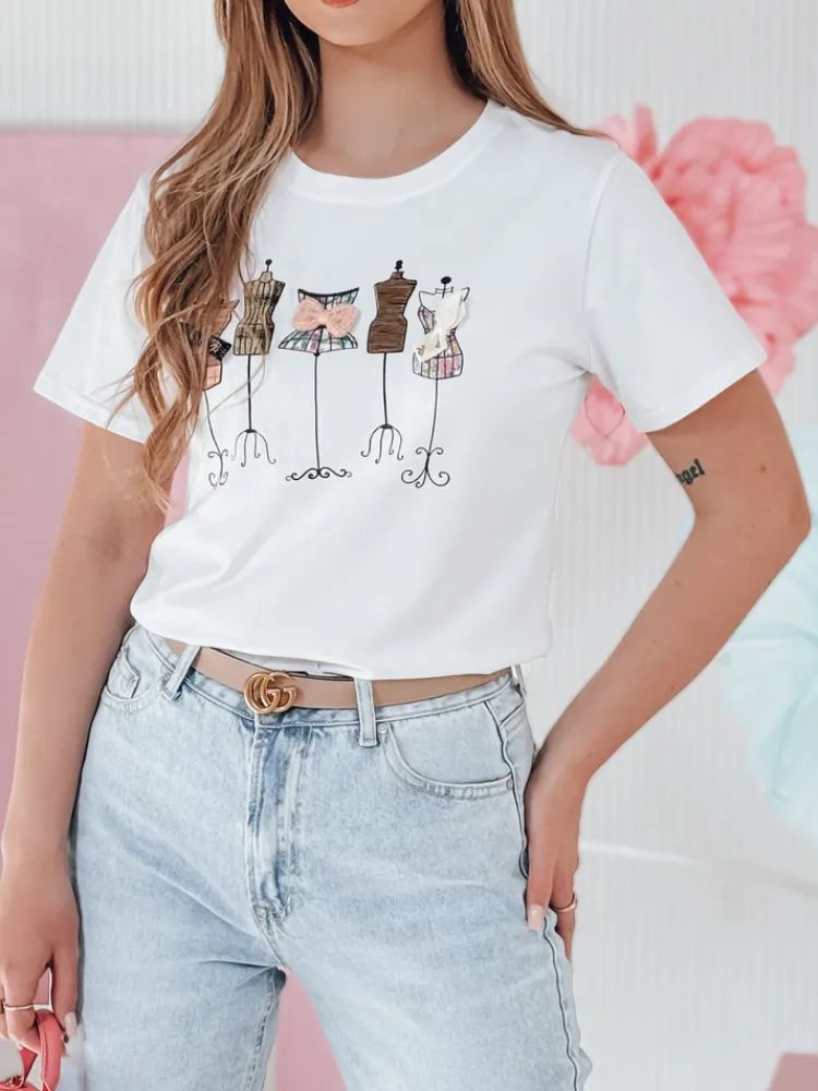 T-Shirty Damskie>Dstreet T-shirt damskie z nadrukiem MANETEE biały RY2728